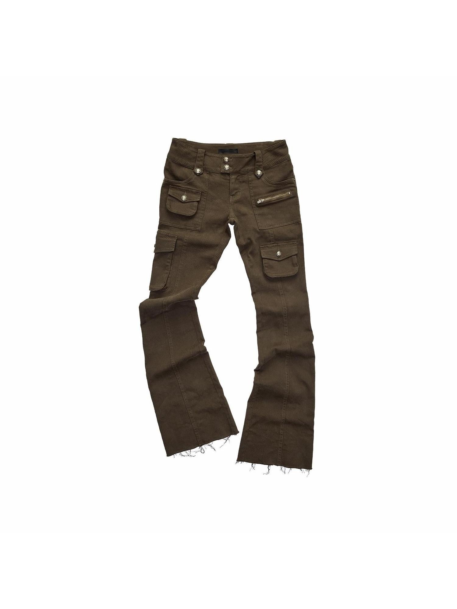 1JINN STUDIO Multi Pocket Cargo Low Rise Micro Flare Women&