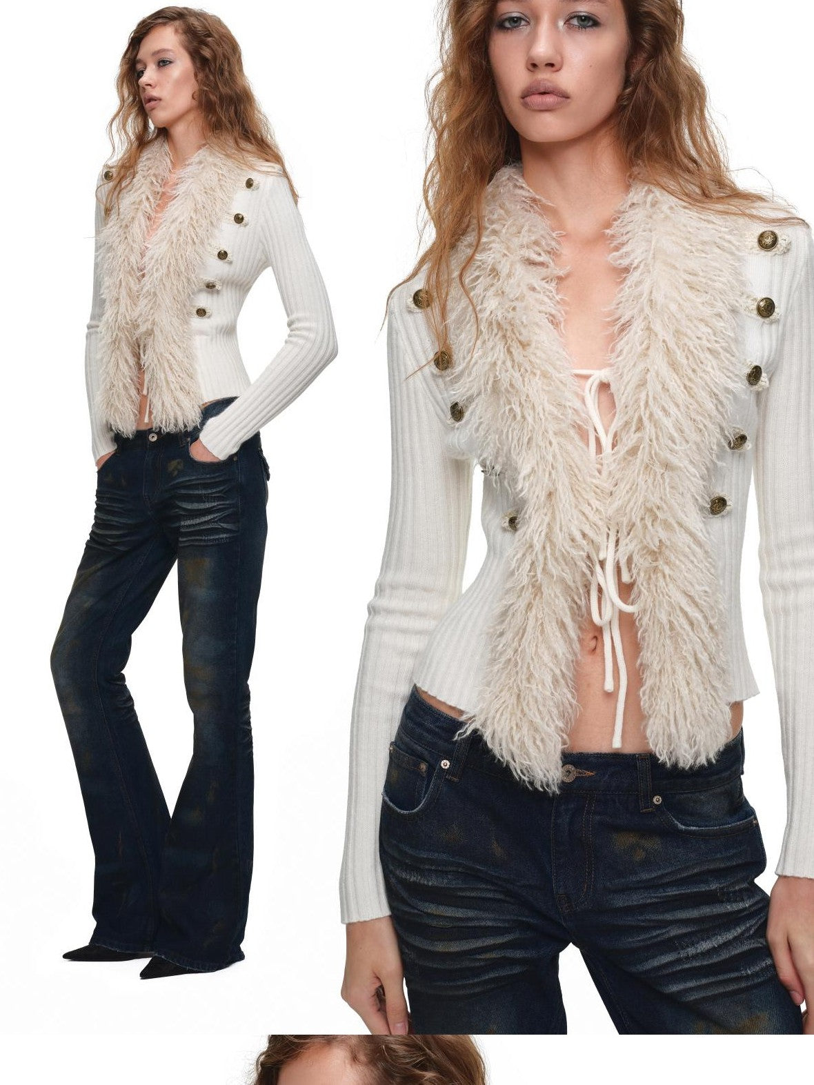 1JINN STUDIO Napoleon Collar Fitted Long Sleeve Women&