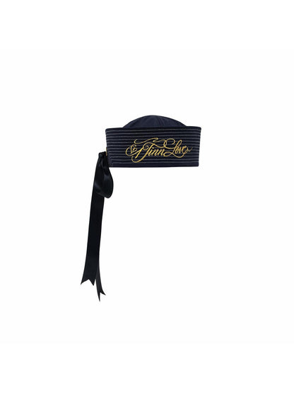 1JINN STUDIO Nautical Gold Embroidered Bow Ribbon Tie Women&