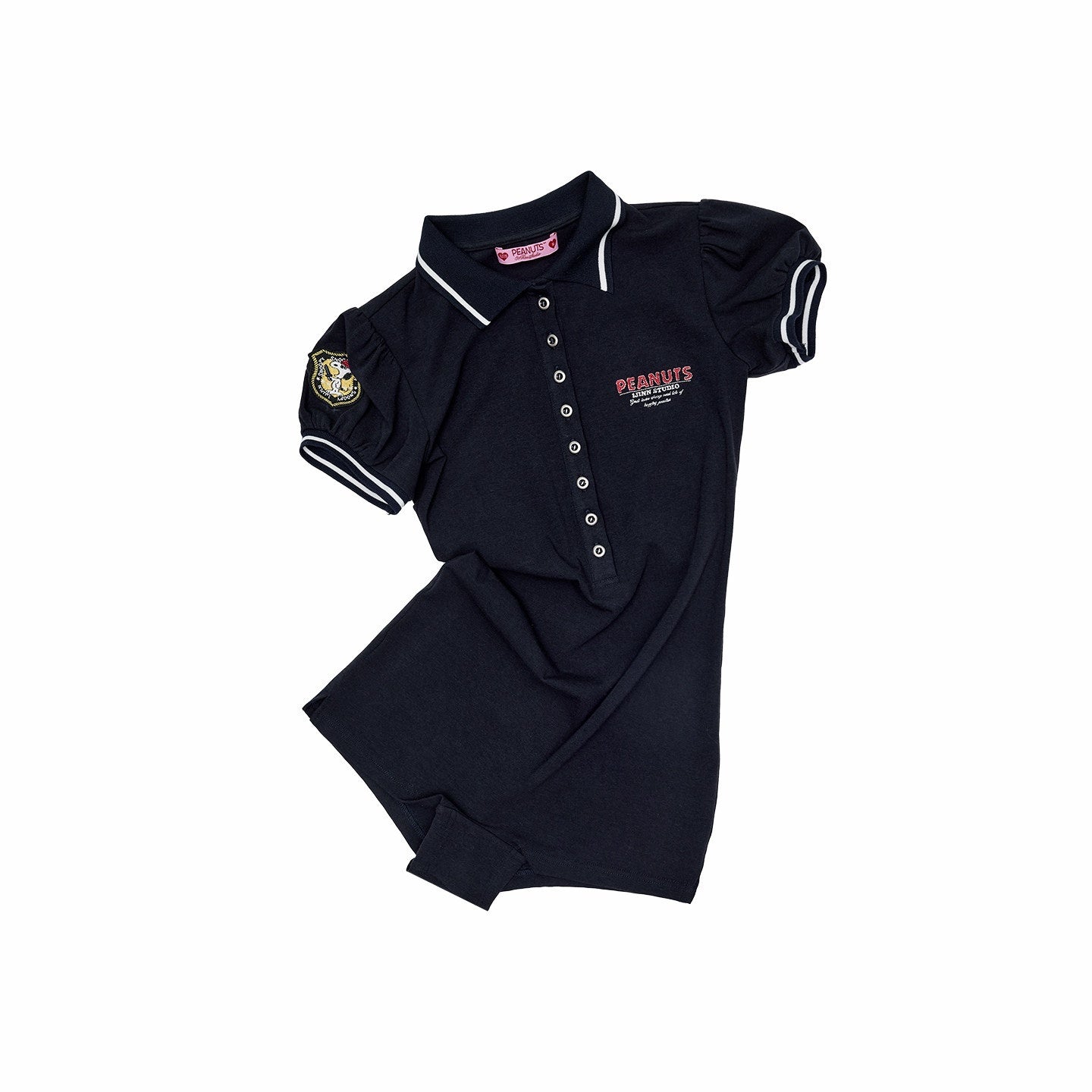 1JINN_STUDIO_Nautical_Puff_Sleeve_Polo_Collar_Slimming_Women&