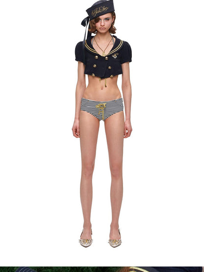 1JINN STUDIO Nautical Short Sleeve Minimalist Women&