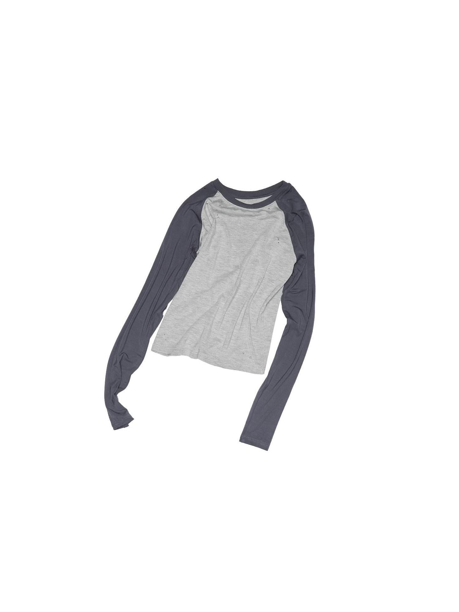 1JINN STUDIO Number Print Colorblock Ripped Raglan Crewneck Women&