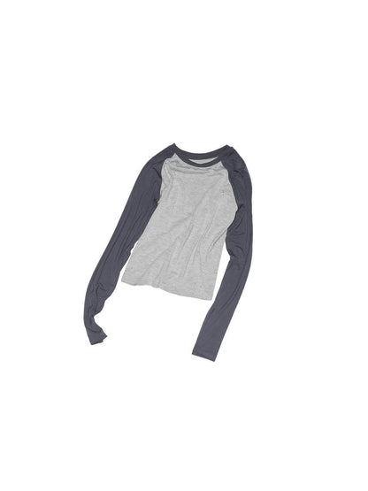 1JINN STUDIO Number Print Colorblock Ripped Raglan Crewneck Women&