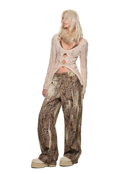 1JINN STUDIO Olive Green Openwork Cable Knit V-neck Women&