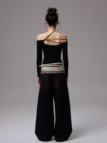 1JINN STUDIO One Shoulder Beaded Tie Slim Fit Women&
