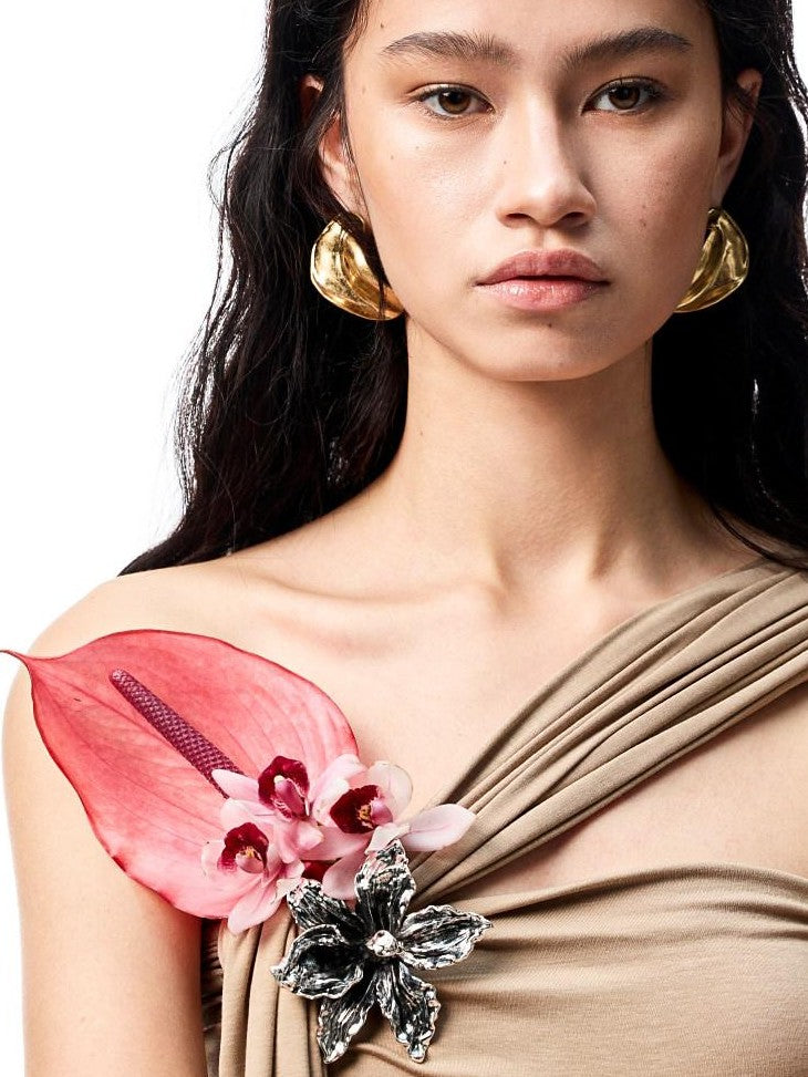 1JINN STUDIO One Shoulder Knotted Bustier Bodycon Women&