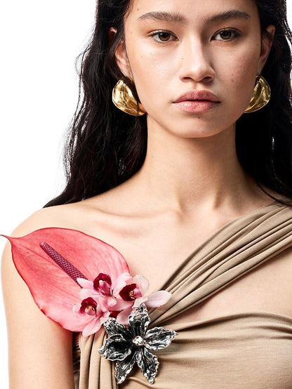 1JINN STUDIO One Shoulder Knotted Bustier Bodycon Women&