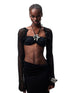 1JINN STUDIO Openwork Cable Knit Cropped Long Sleeve Women&