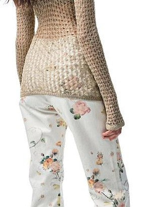 1JINN STUDIO Openwork Cable Knit Cropped Long Sleeve Women&