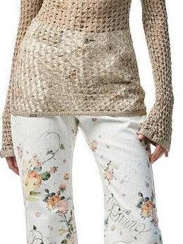 1JINN STUDIO Openwork Cable Knit Cropped Long Sleeve Women&