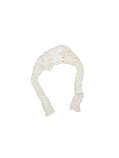1JINN STUDIO Openwork Cable Knit Cropped Long Sleeve Women&