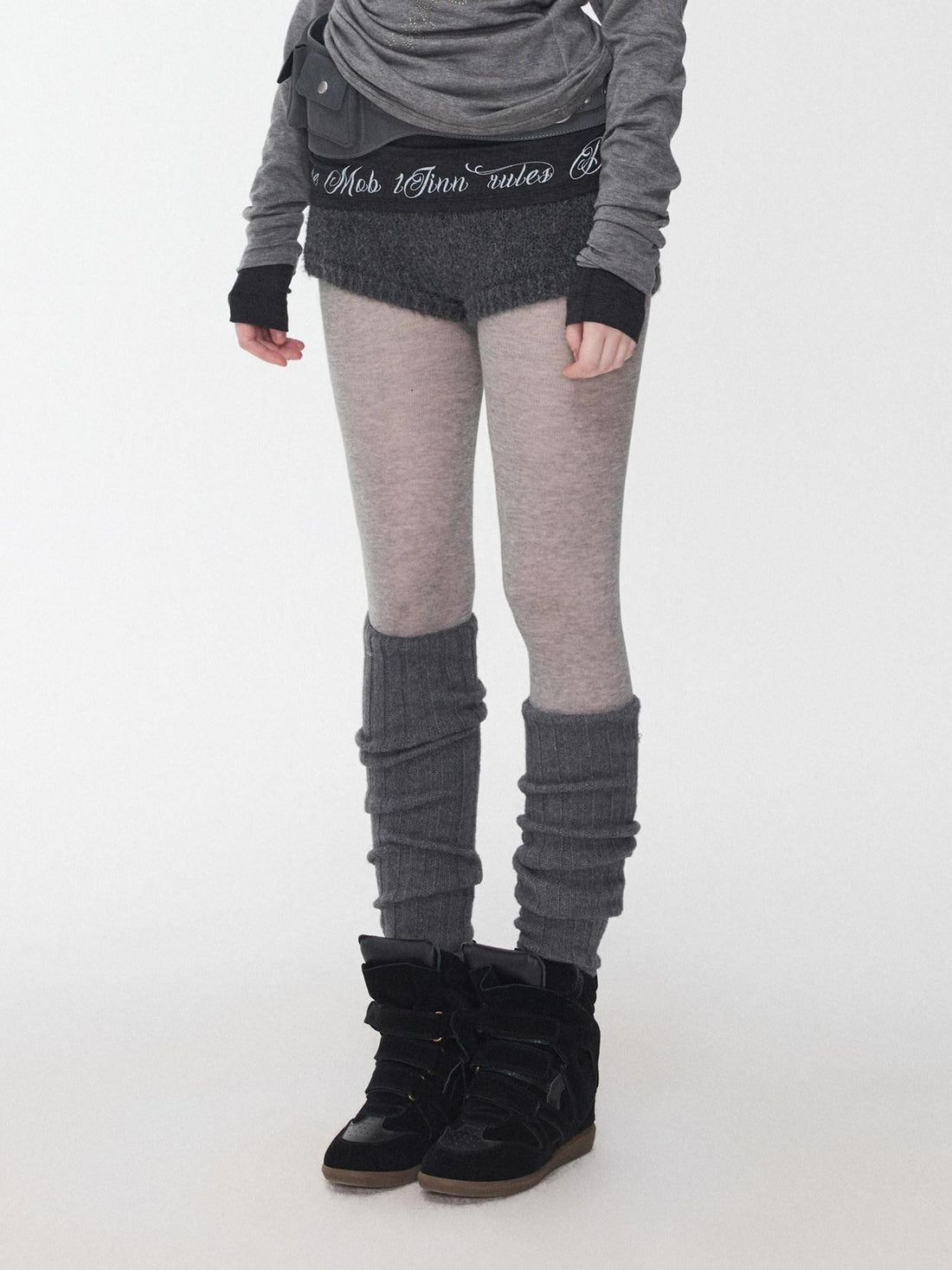 1JINN STUDIO Over Knee Long Tube Warm Scrunched Knit Women&