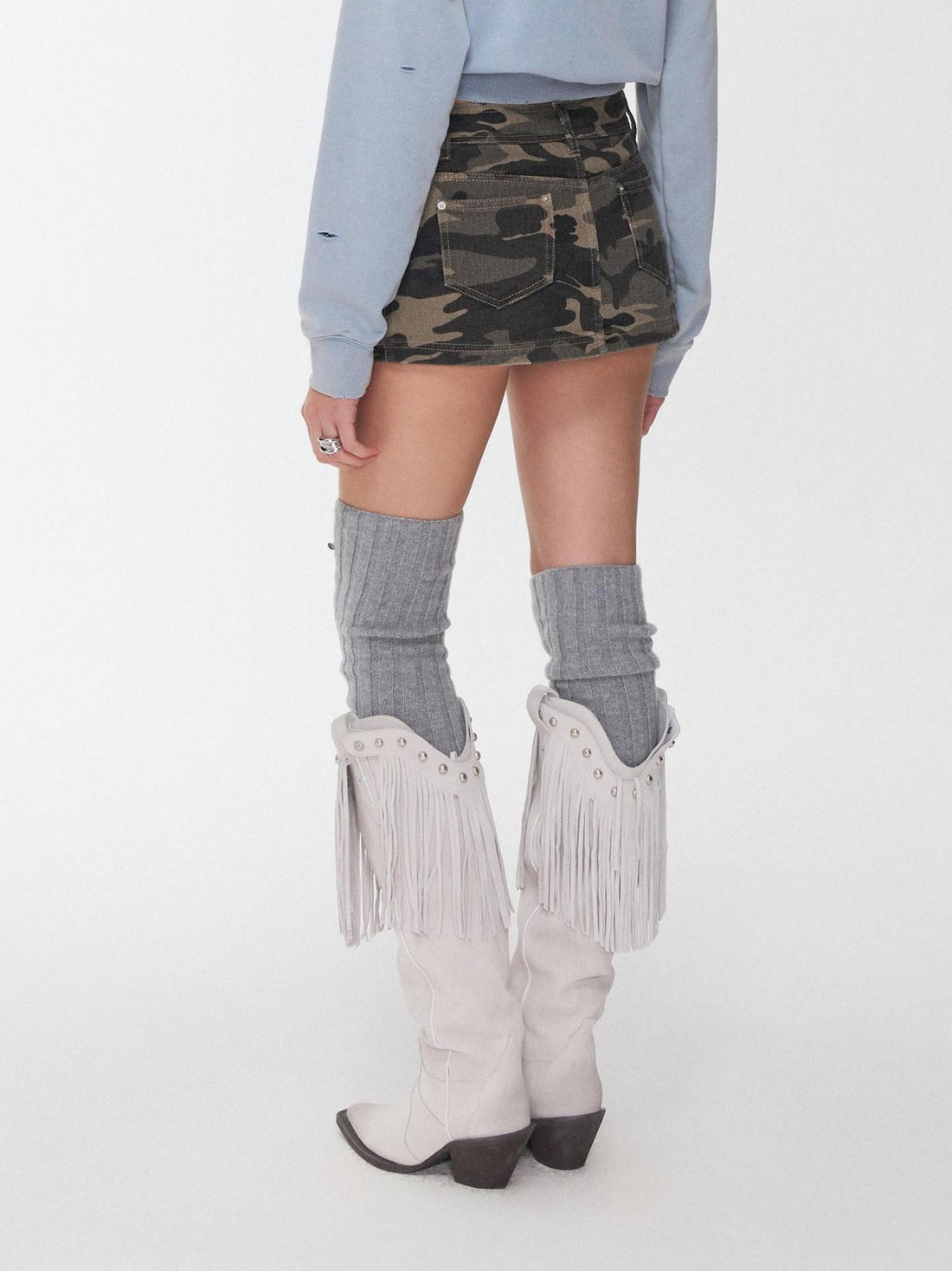 1JINN STUDIO Over Knee Long Tube Warm Scrunched Knit Women&