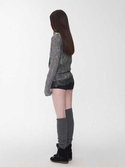 1JINN STUDIO Over Knee Long Tube Warm Scrunched Knit Women&