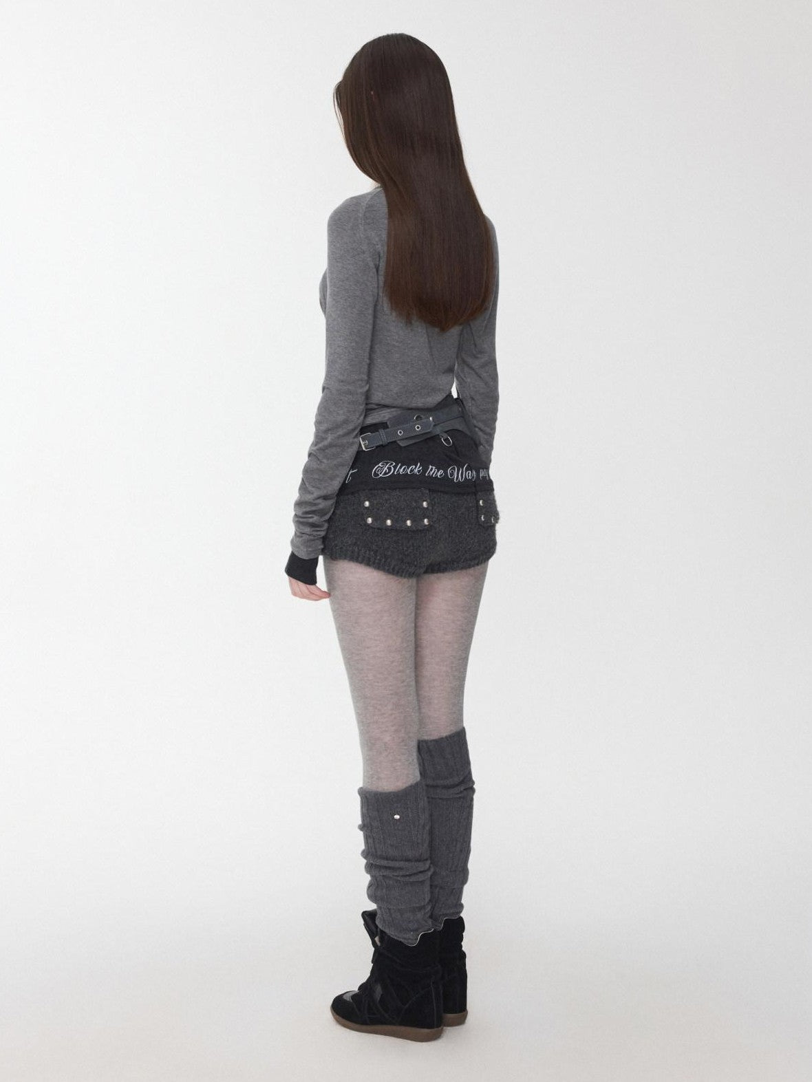 1JINN STUDIO Over Knee Long Tube Warm Scrunched Knit Women&