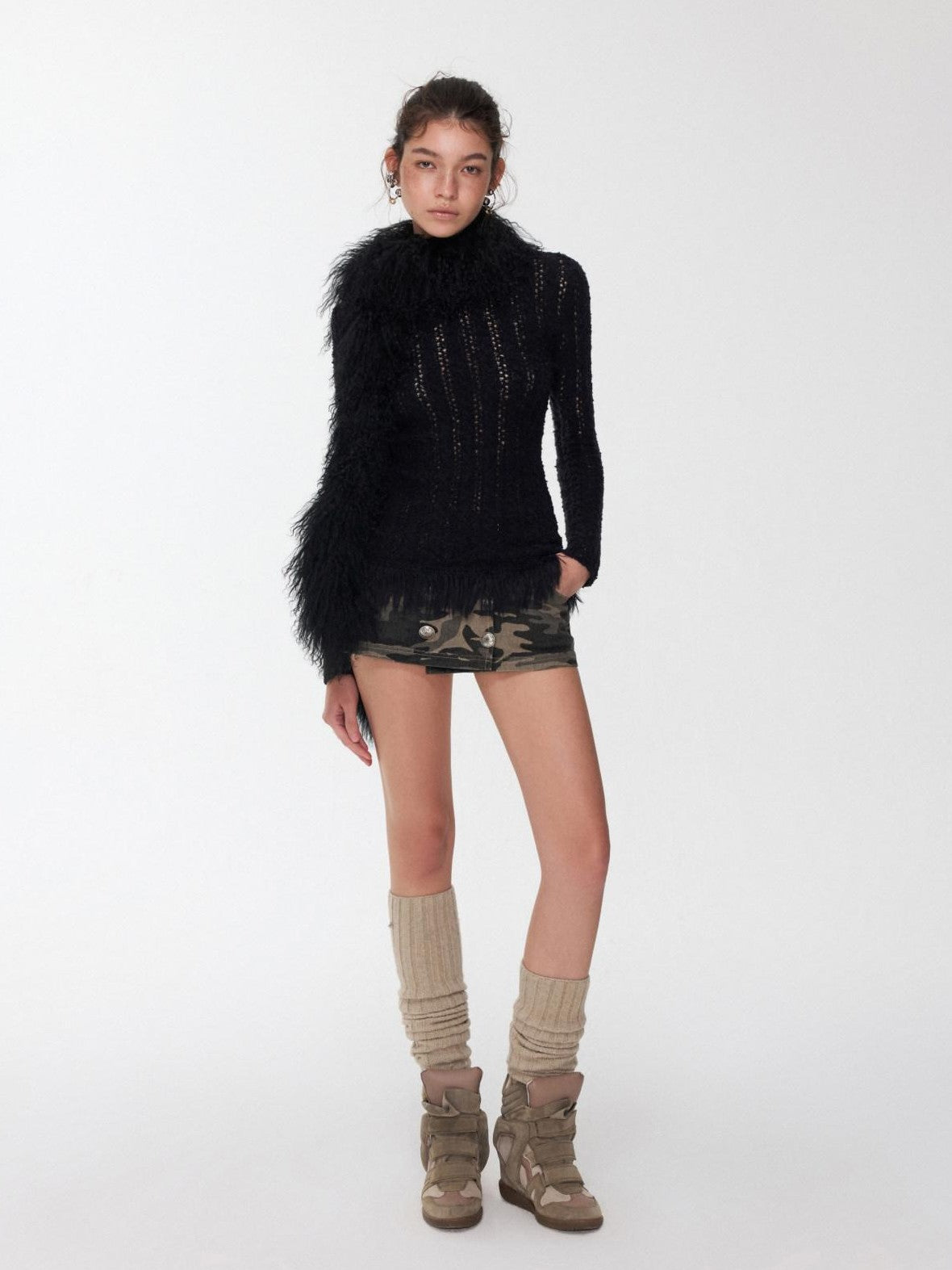 1JINN STUDIO Over Knee Long Tube Warm Scrunched Knit Women&