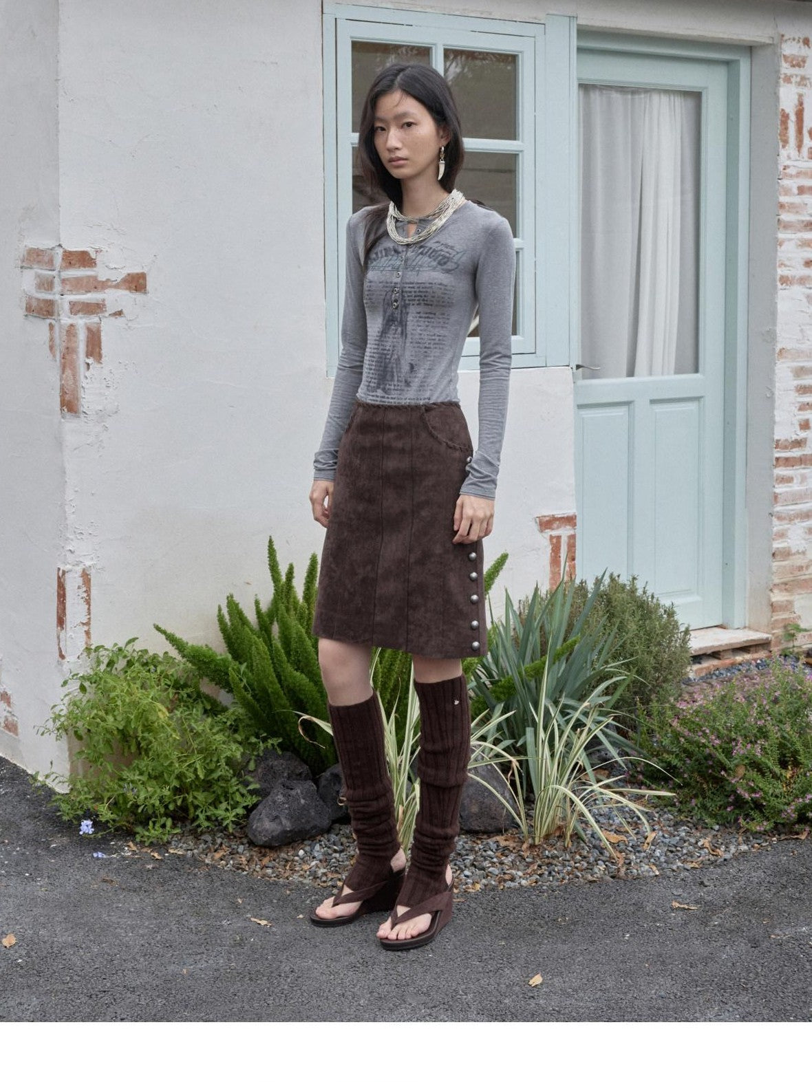 1JINN STUDIO Over Knee Long Tube Warm Scrunched Knit Women&