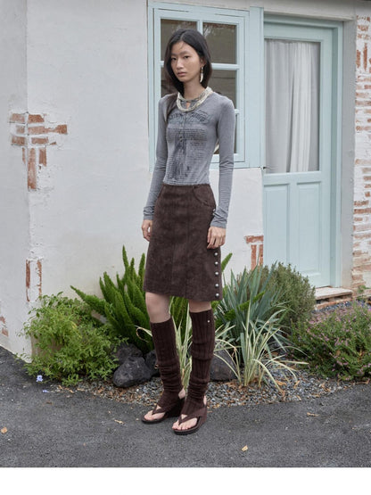 1JINN STUDIO Over Knee Long Tube Warm Scrunched Knit Women&