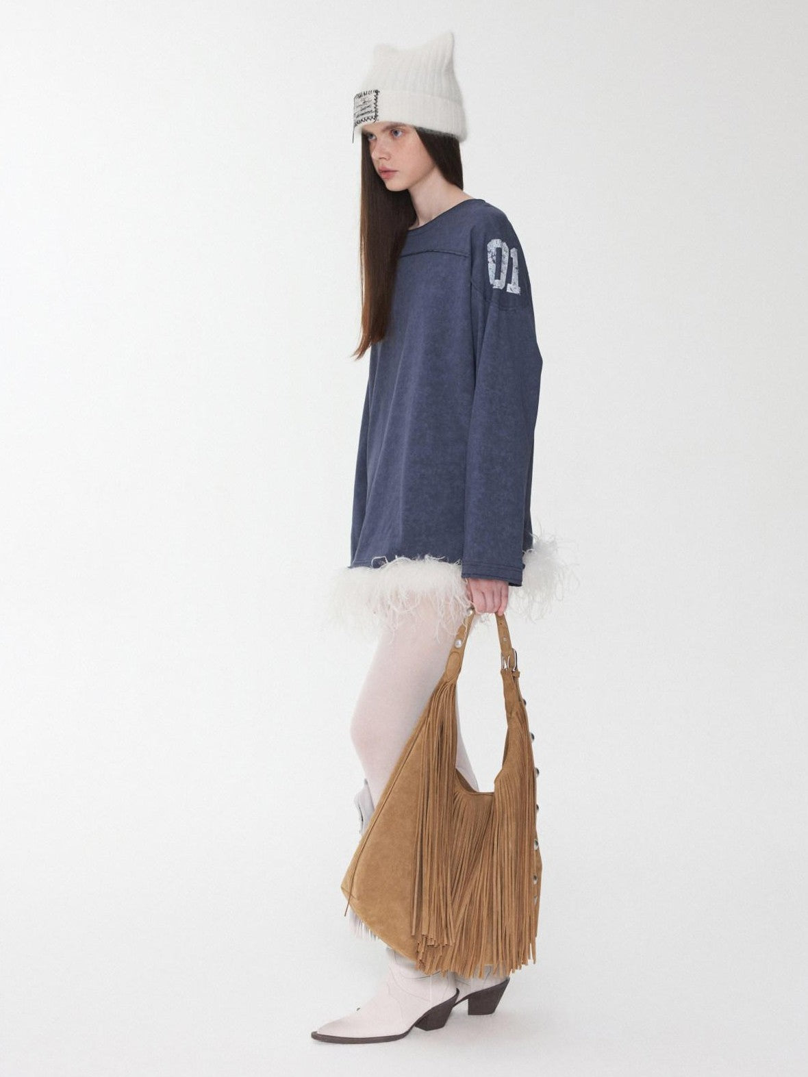 1JINN STUDIO Oversize Football Print Crystals Women&