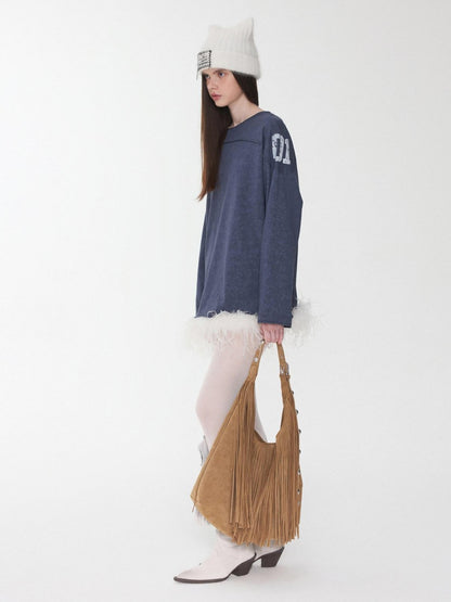 1JINN STUDIO Oversize Football Print Crystals Women&