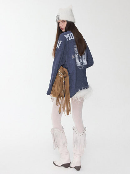 1JINN STUDIO Oversize Football Print Crystals Women&