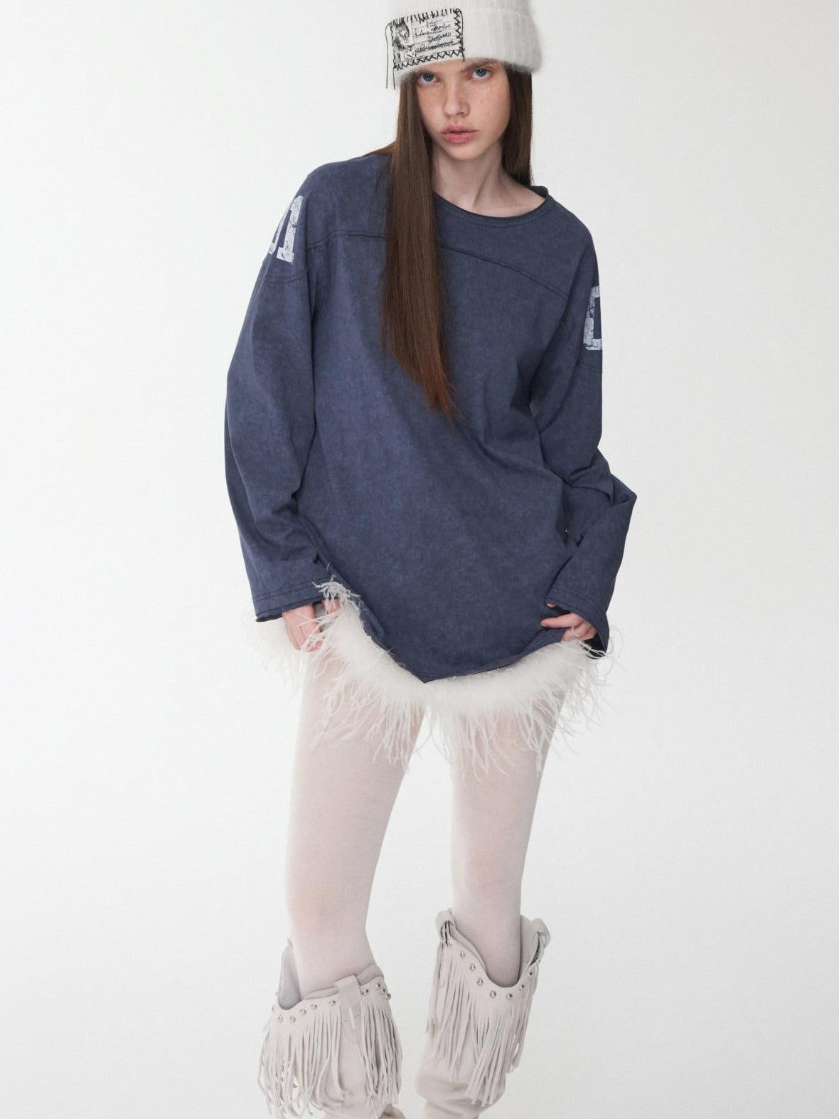 1JINN STUDIO Oversize Football Print Crystals Women&