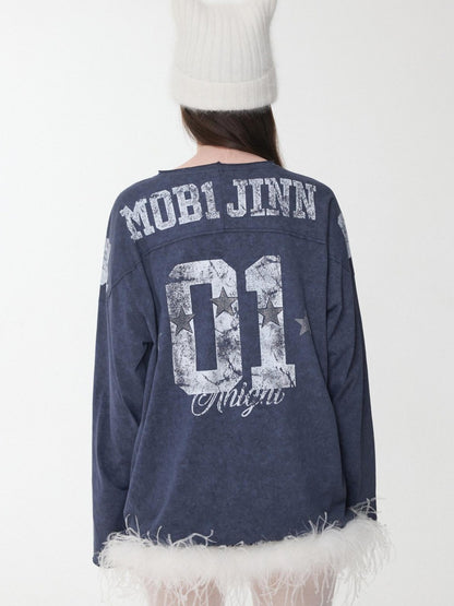 1JINN STUDIO Oversize Football Print Crystals Women&