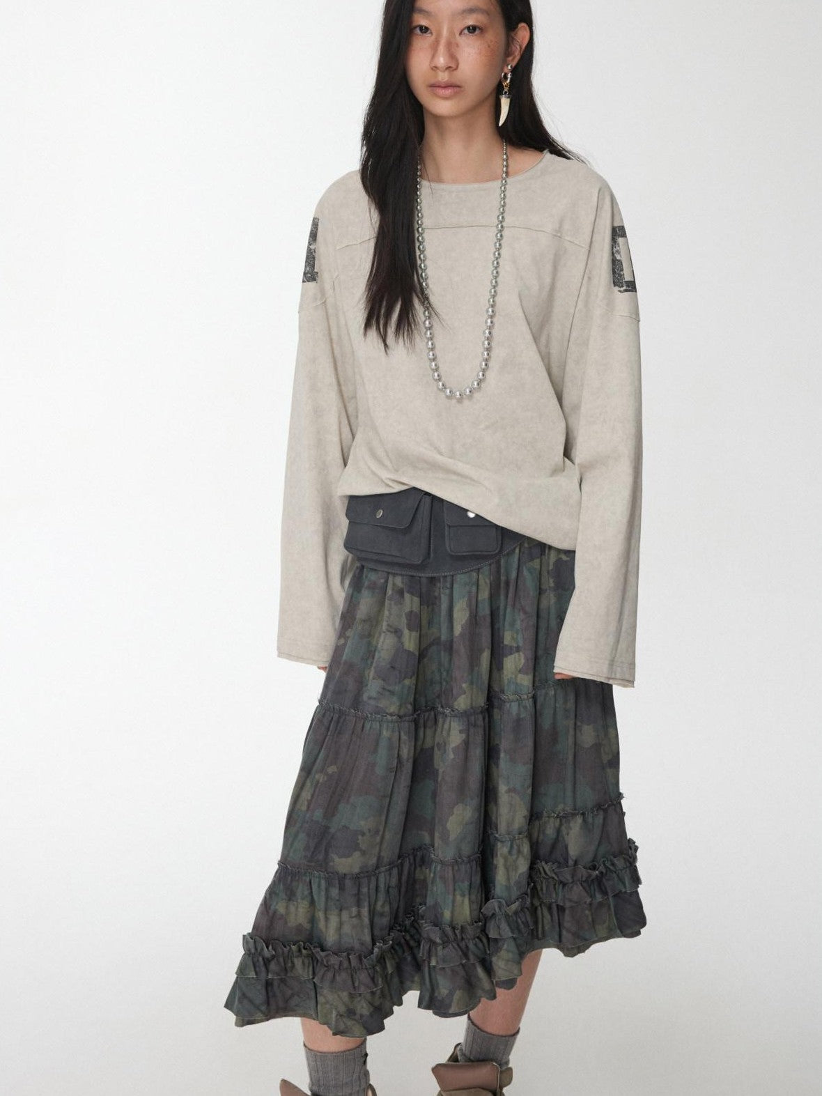 1JINN STUDIO Oversize Football Print Crystals Women&