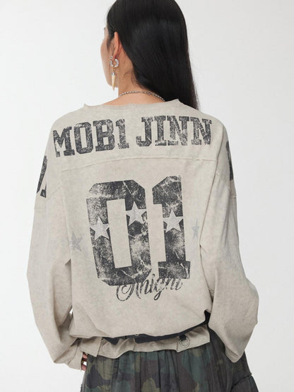 1JINN STUDIO Oversize Football Print Crystals Women&