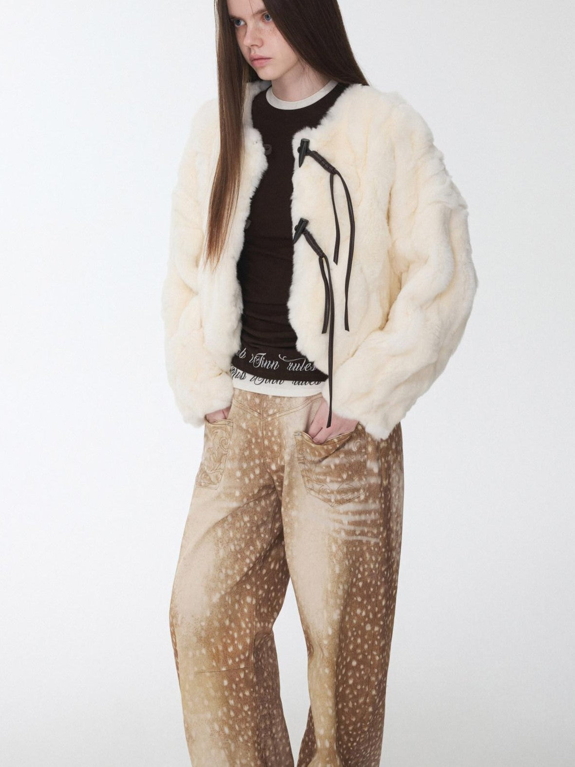 1JINN STUDIO Patchwork Crewneck Toggle Tie Waist Women&