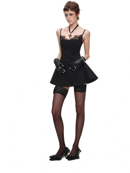 1JINN STUDIO Patchwork Lace Napoleon Double Breasted Cinched Waist Women&