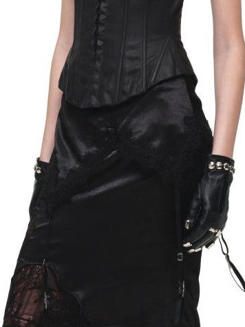 1JINN STUDIO Pencil Low Waist Lace Splice Deconstructed Women&