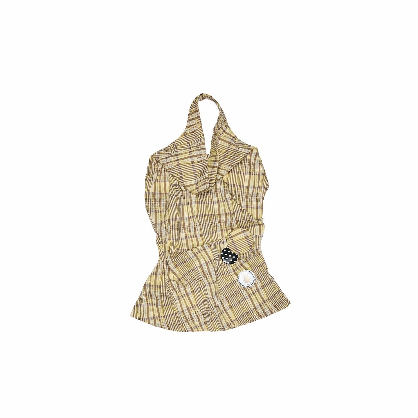 1JINN_STUDIO_Plaid_Backless_Halter_Drawstring_Mid_Length_Women&