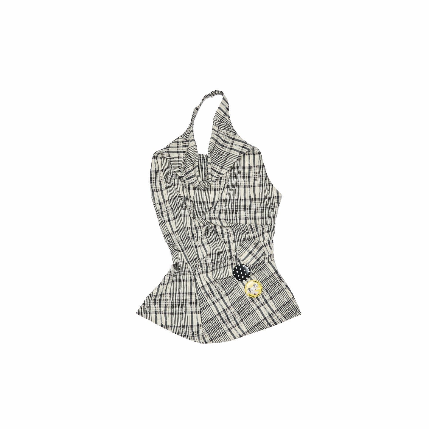 1JINN_STUDIO_Plaid_Backless_Halter_Drawstring_Mid_Length_Women&