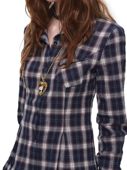 1JINN STUDIO Plaid Vintage Slim Fit Women&