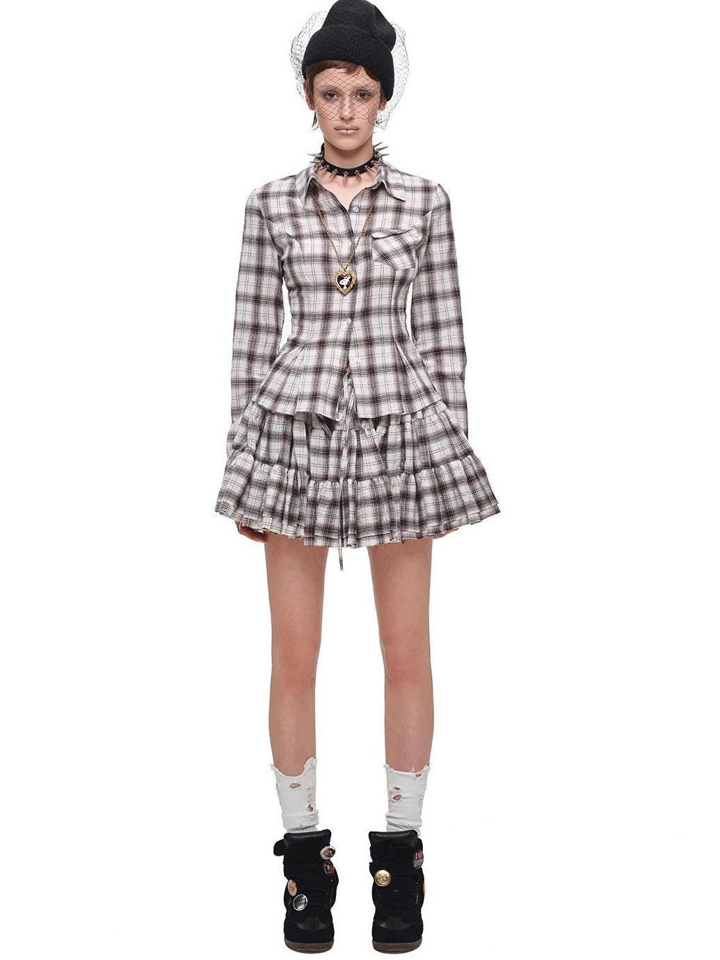 1JINN STUDIO Plaid Vintage Slim Fit Women&