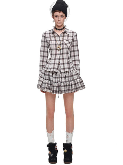 1JINN STUDIO Plaid Vintage Slim Fit Women&