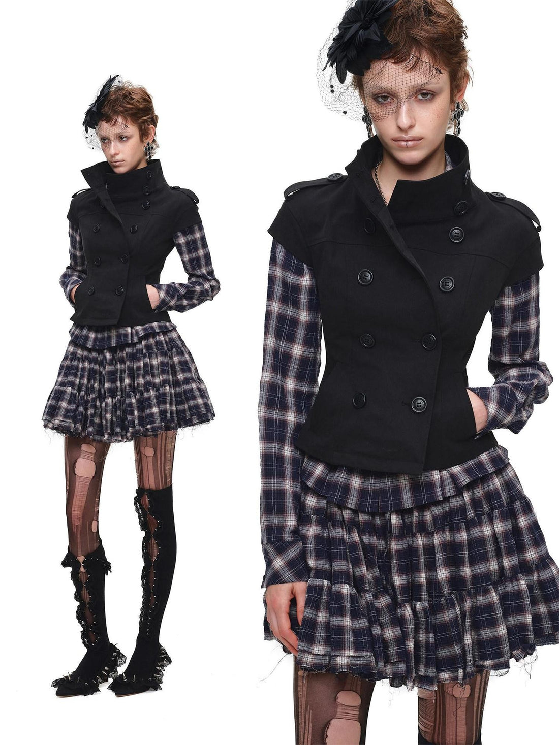 1JINN STUDIO Plaid Vintage Slim Fit Women&