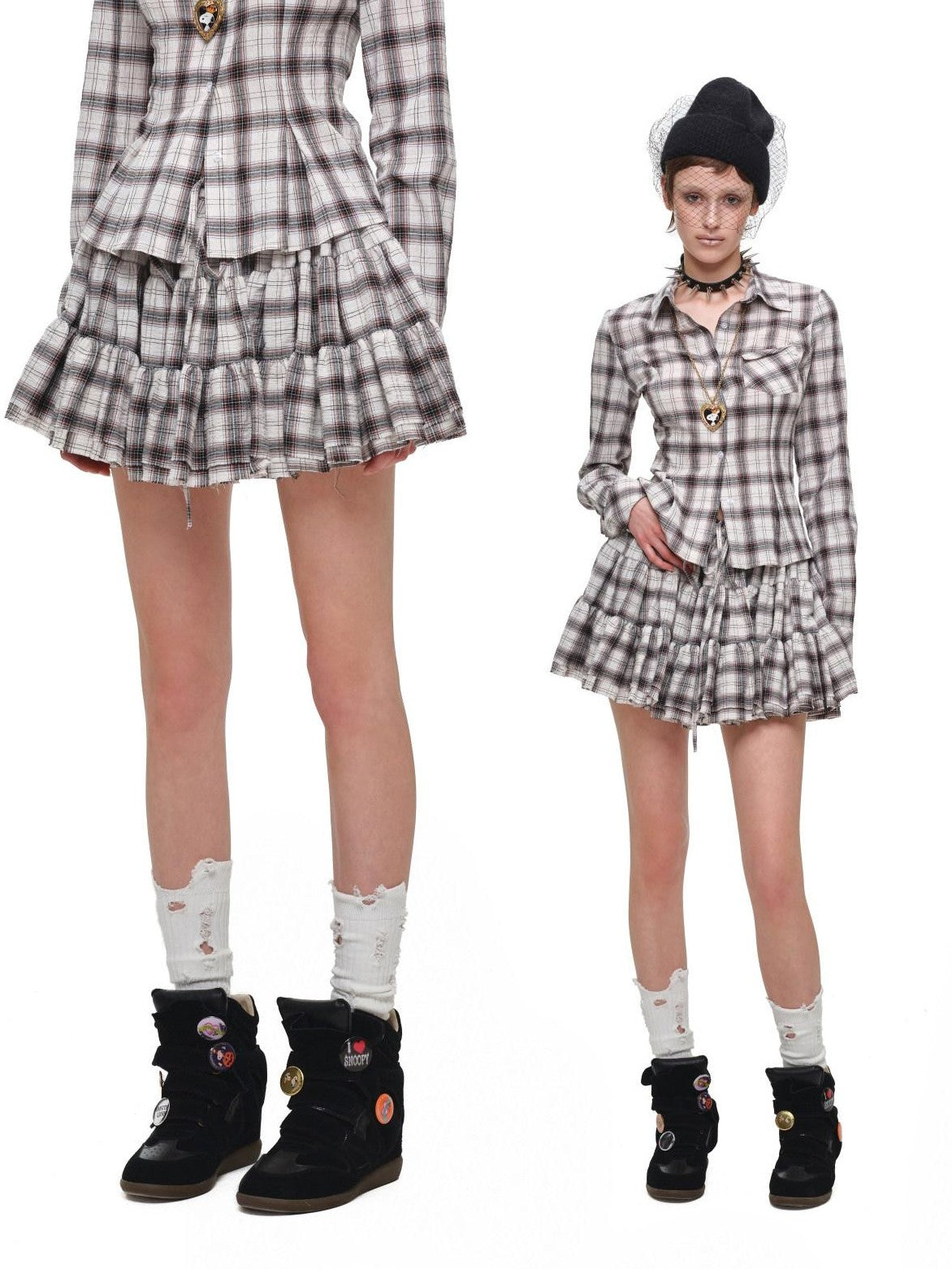 1JINN STUDIO Plaid Vintage Slim Fit Women&