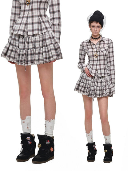 1JINN STUDIO Plaid Vintage Slim Fit Women&