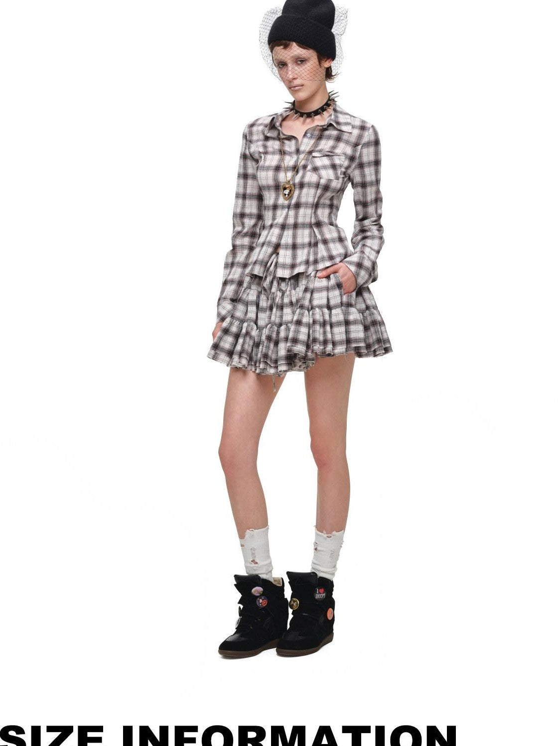 1JINN STUDIO Plaid Vintage Slim Fit Women&