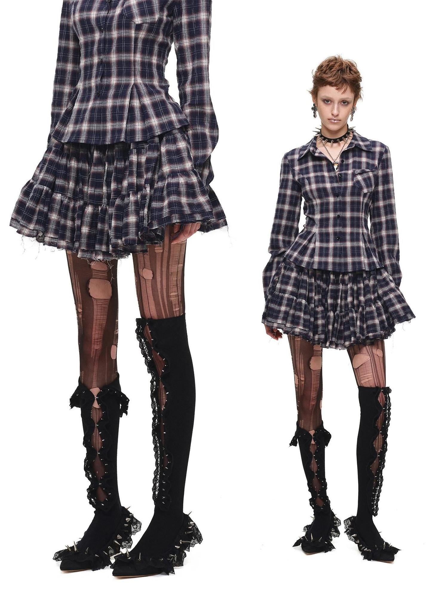 1JINN STUDIO Plaid Vintage Slim Fit Women&