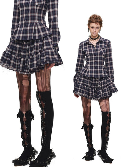1JINN STUDIO Plaid Vintage Slim Fit Women&