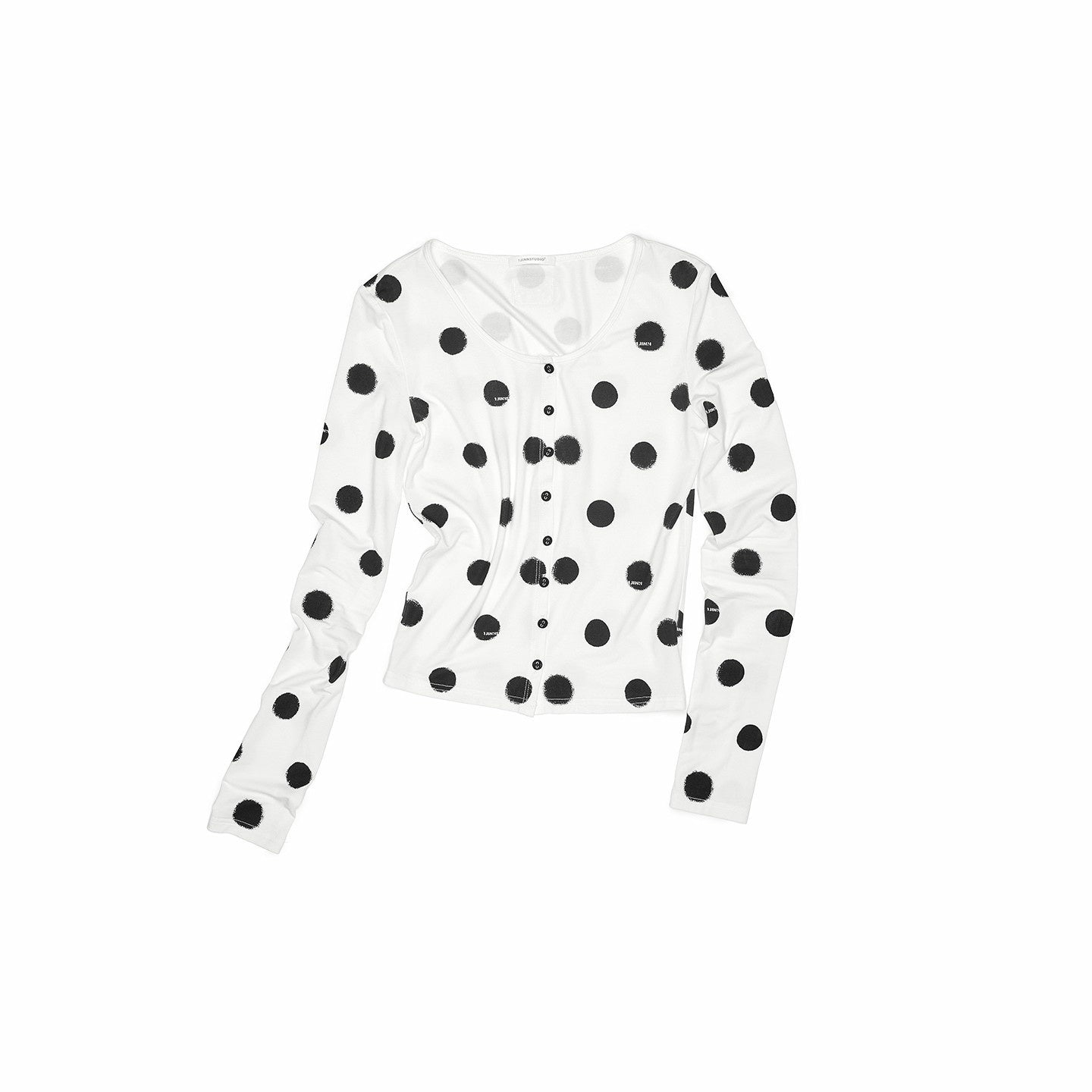 1JINN_STUDIO_Playful_Contrast_Polka_Dot_Cardigan_Women&