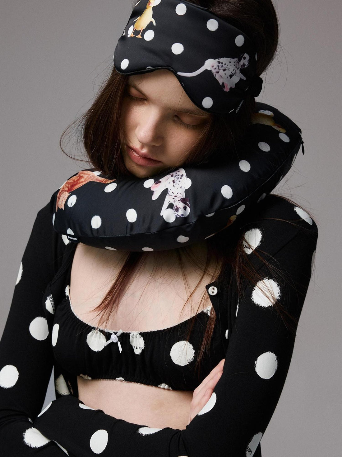 1JINN STUDIO Playful Contrast Polka Dot Cardigan Women&