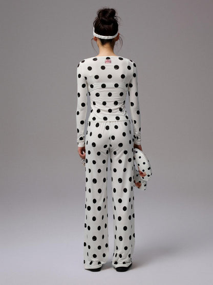 1JINN STUDIO Playful Contrast Polka Dot Cardigan Women&