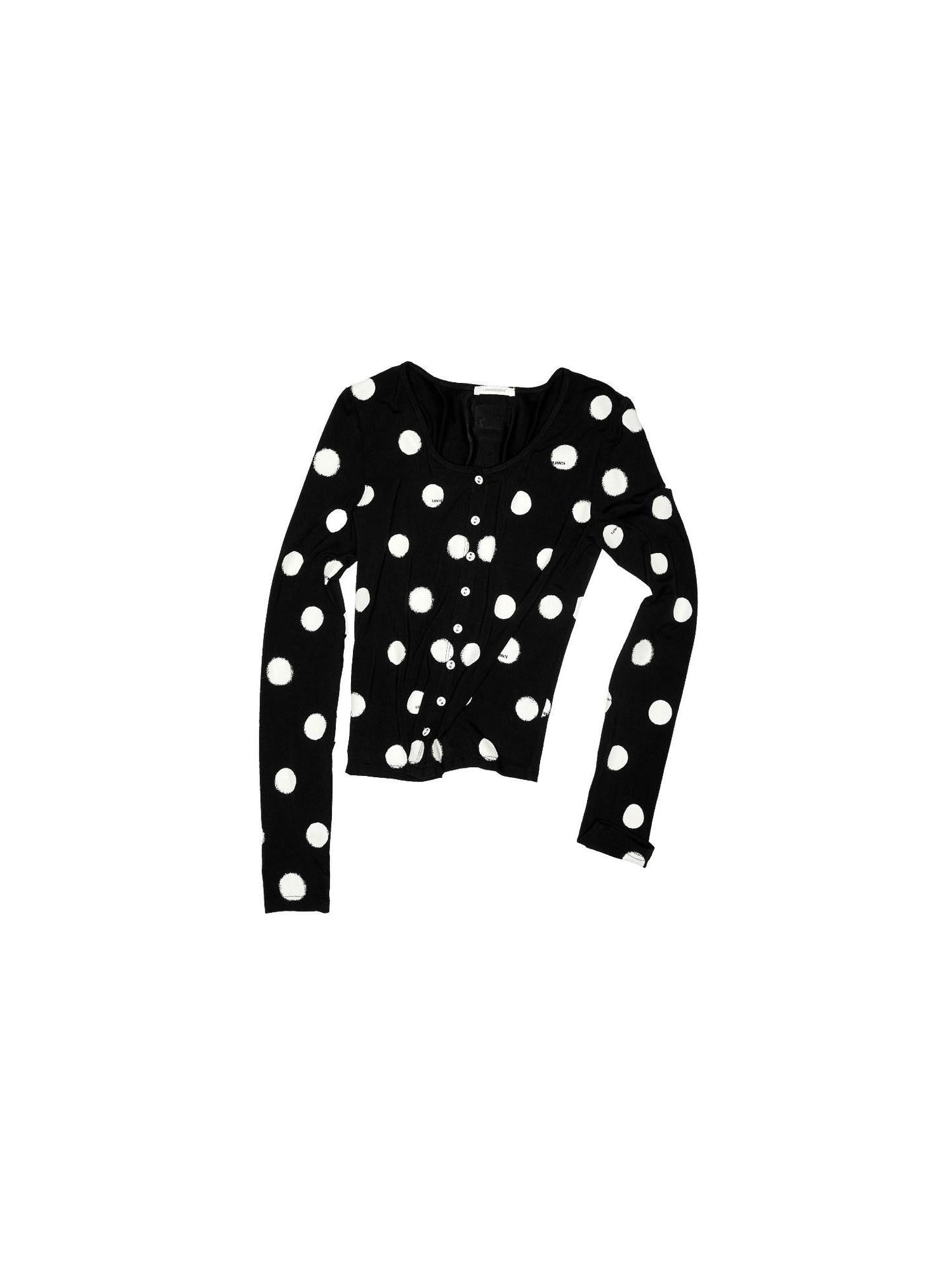 1JINN STUDIO Playful Contrast Polka Dot Cardigan Women&