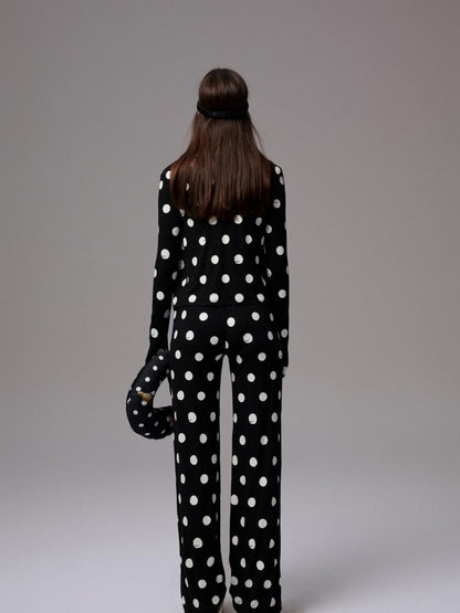 1JINN STUDIO Playful Contrast Polka Dot Cardigan Women&