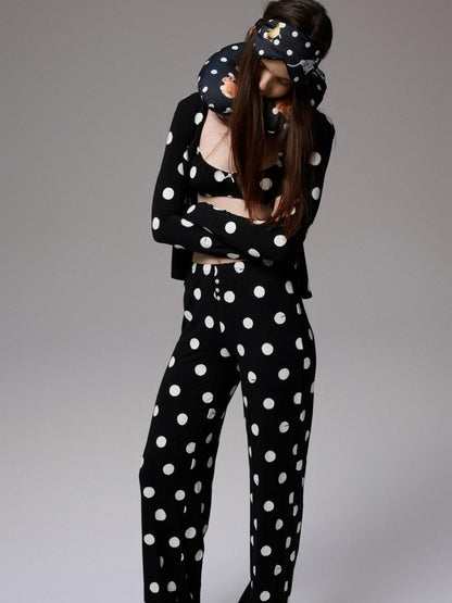 1JINN STUDIO Playful Contrast Polka Dot Cardigan Women&