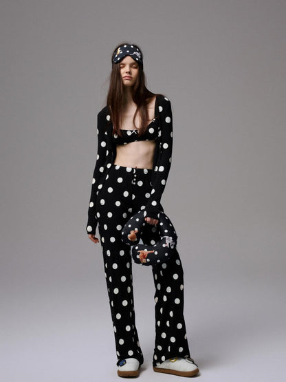 1JINN STUDIO Playful Contrast Polka Dot Lace Trim Wireless Women&